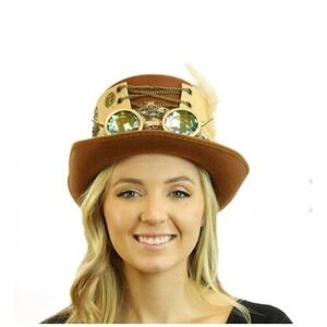 New, Steampunk Hat With Goggles
